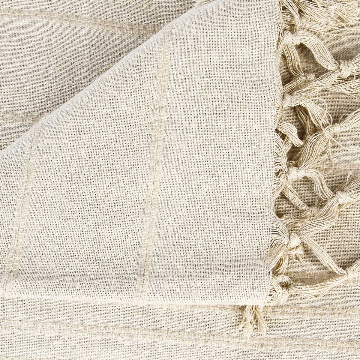 Manta Con Flecos Color Lino 160x220Cm