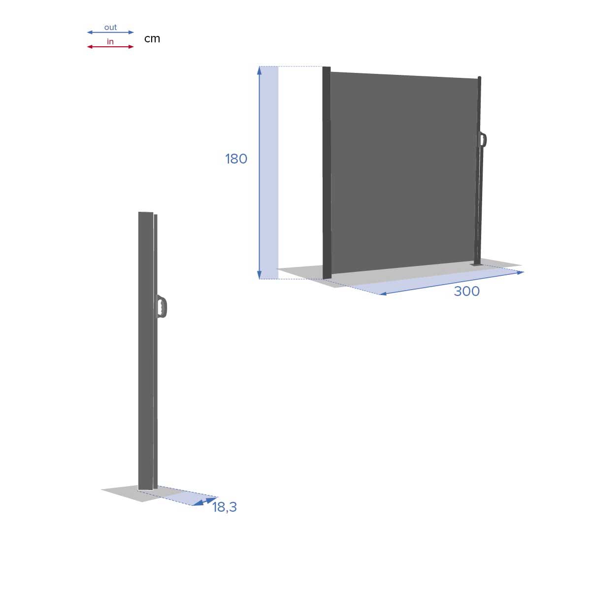 Paraviento plegable color grafito 3x1m