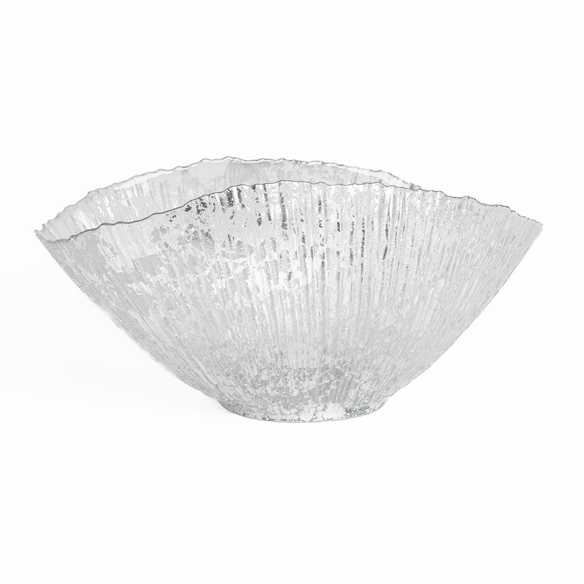 Centro de mesa plateado de vidrio 20x36cm