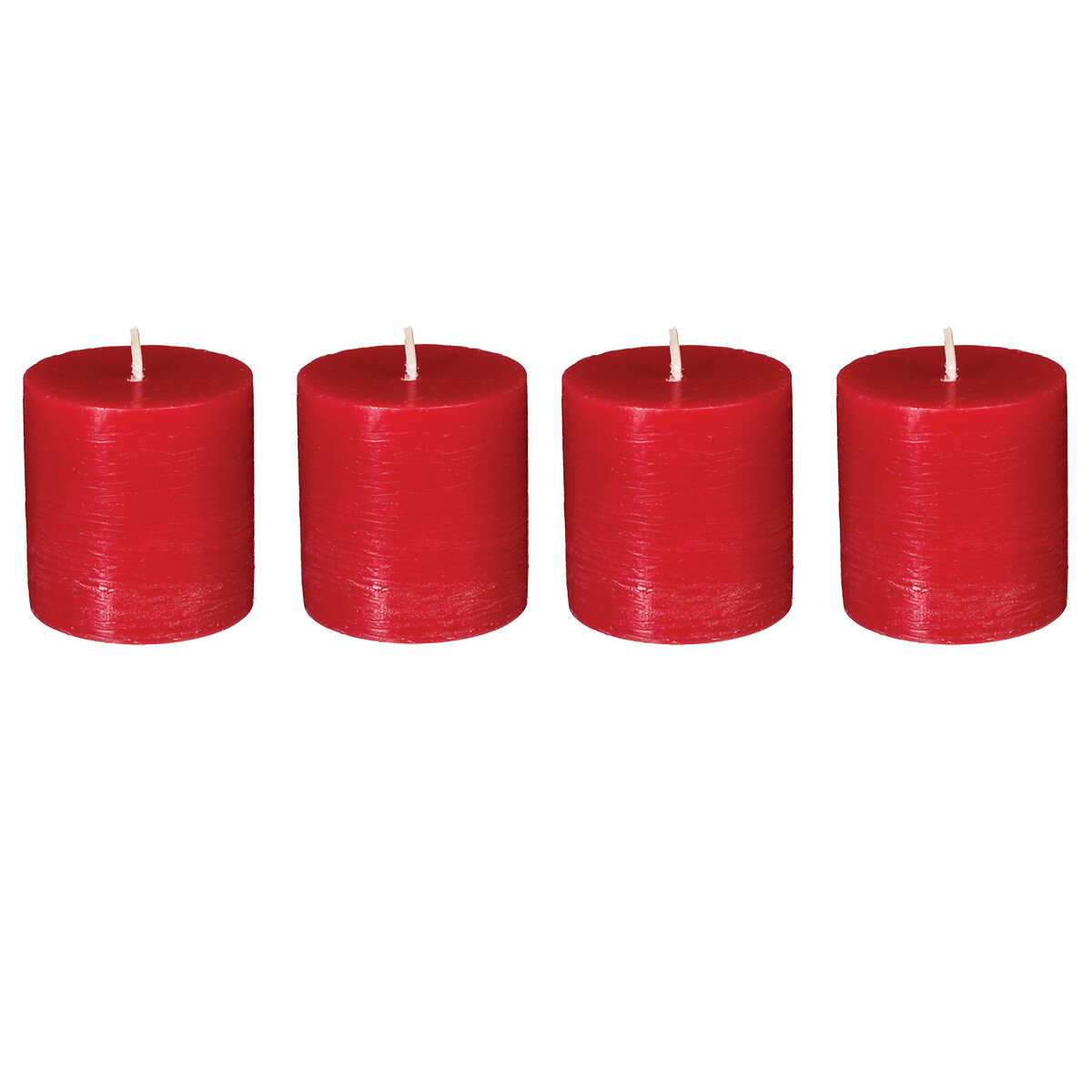 Set 4 Velas Rústicas Rojas 4.5Cm