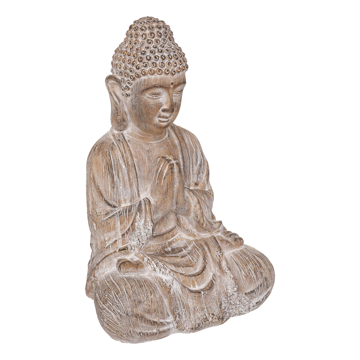 Estatua Buda Efecto Madera 30.5x24x45Cm