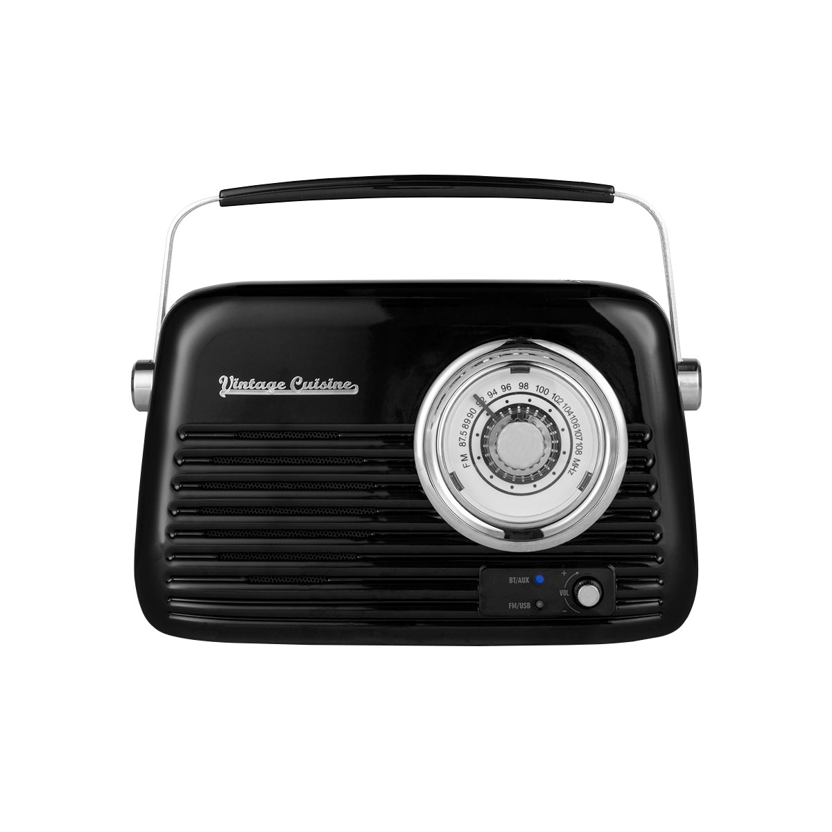 R&aacute;dio Vintage Cuisine Preta Com Bluetooth