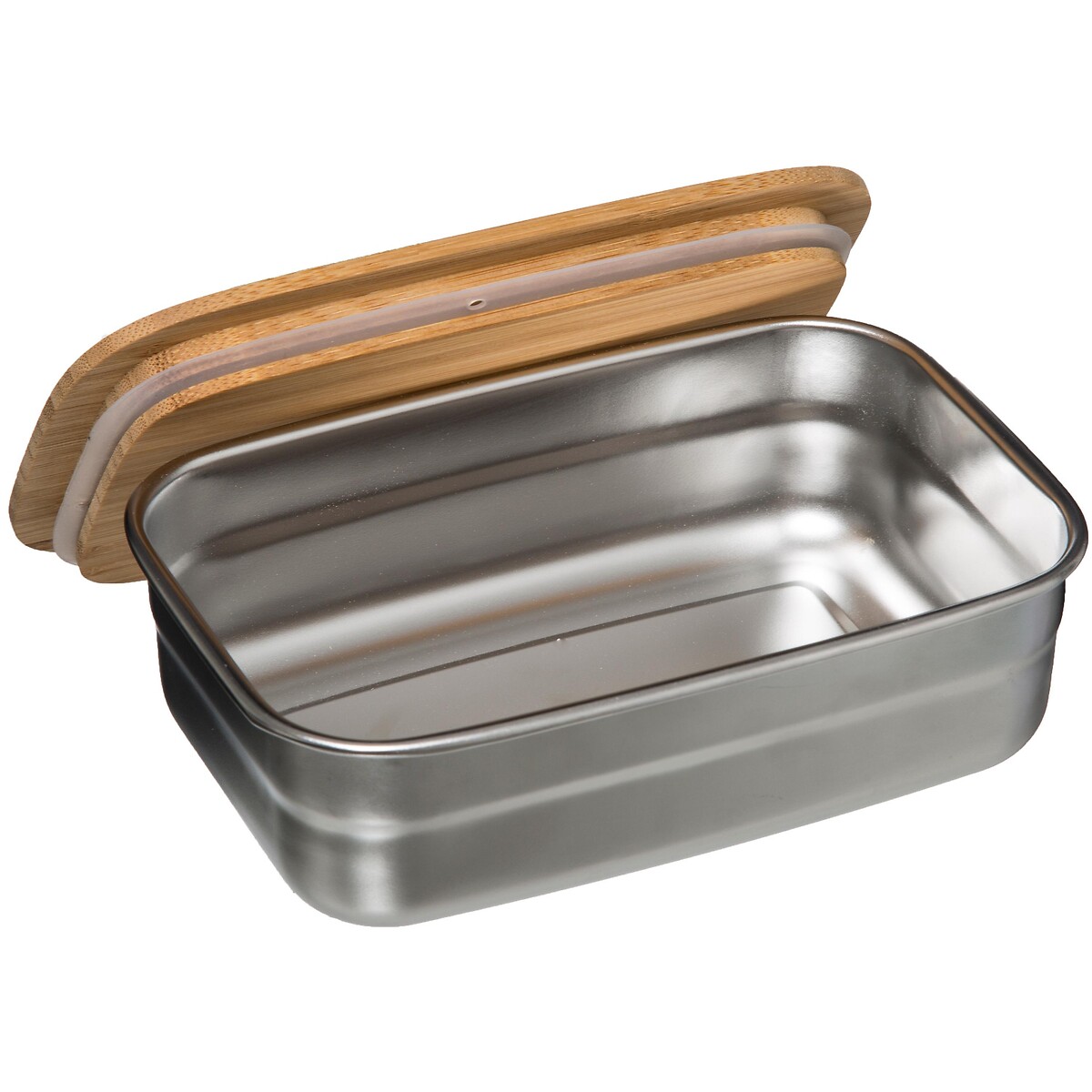 Fiambrera Inox C/Tapa Bambu