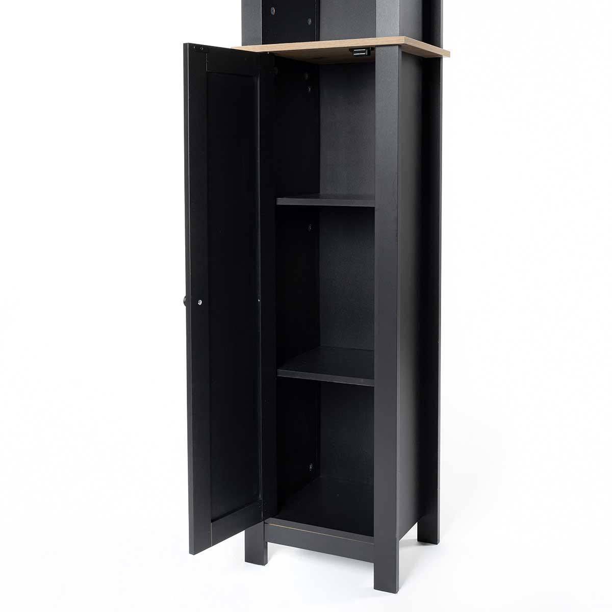 Armario alto wc ROMA negro y márron 173cm