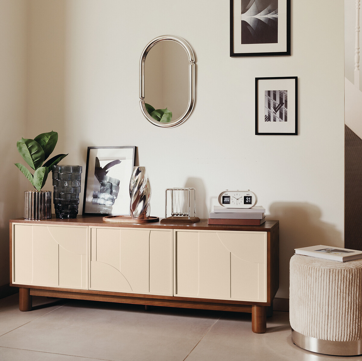 Espejo de pared ovalado MICAELA plateado 55x35cm