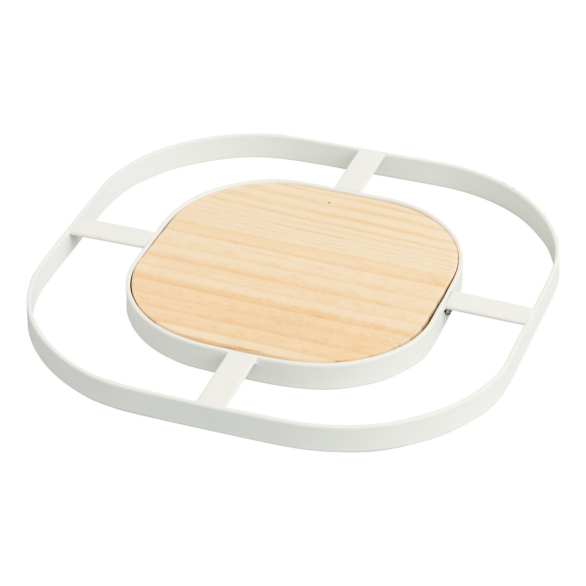 Salvamantel blanco de acero y madera 17cm