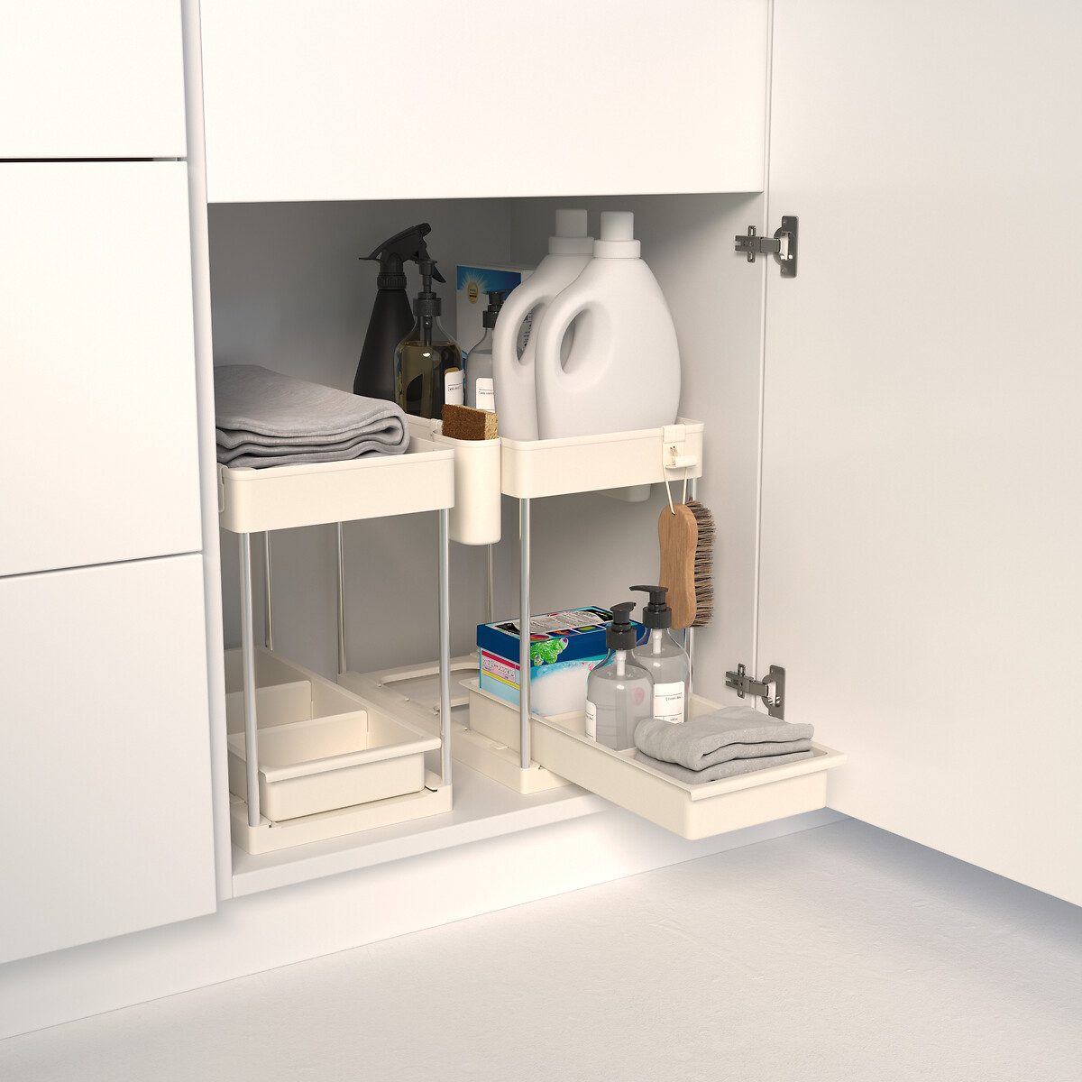 Organizador para armario beige con 2 niveles 34cm