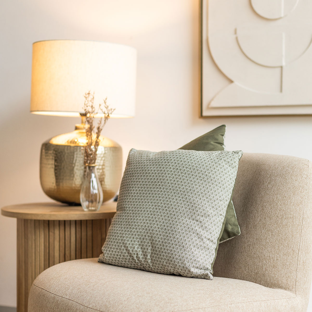 Cojín Otto Verde Caqui 38x38Cm