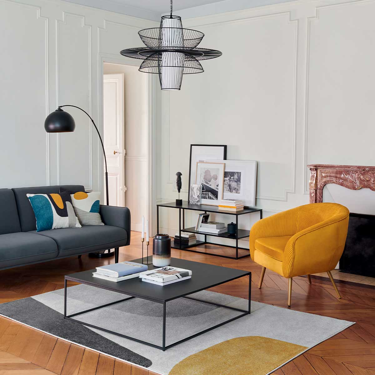 Mueble De Tv De Metálico Negro 120x50x50Cm