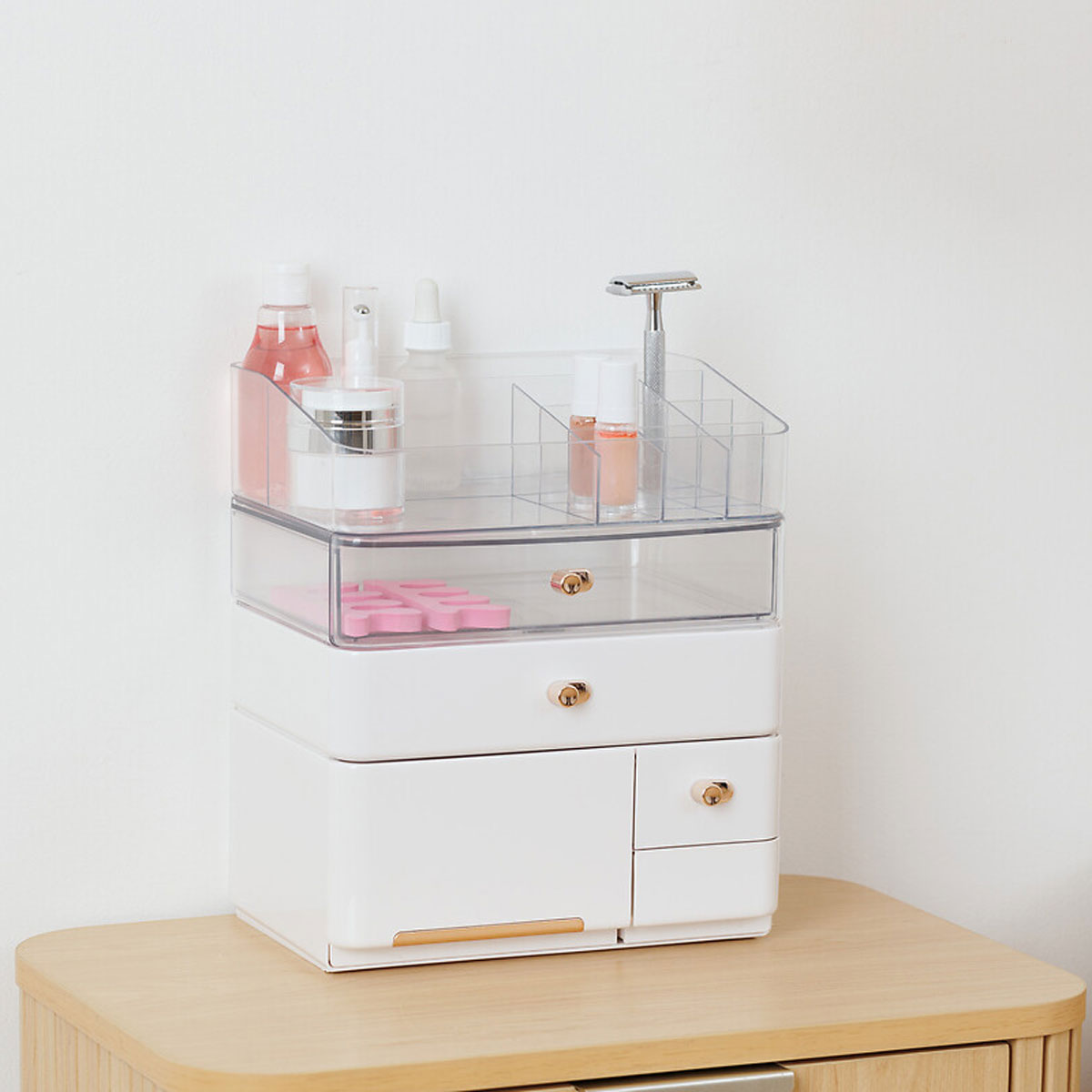 Organizador wc blanco con cajones 27cm