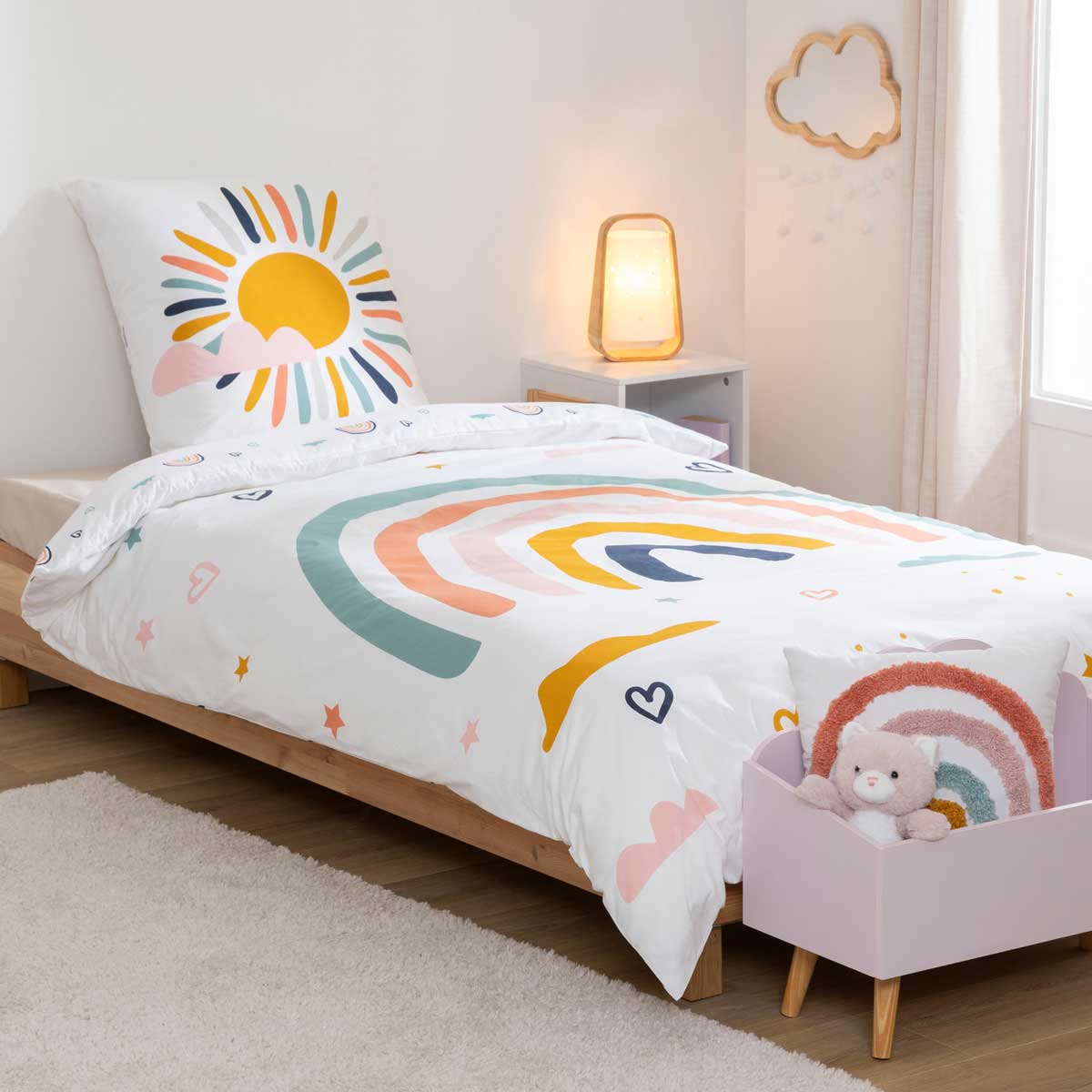 Juego Funda Nórdica Y De Cojín Arco Iris 140x200cm