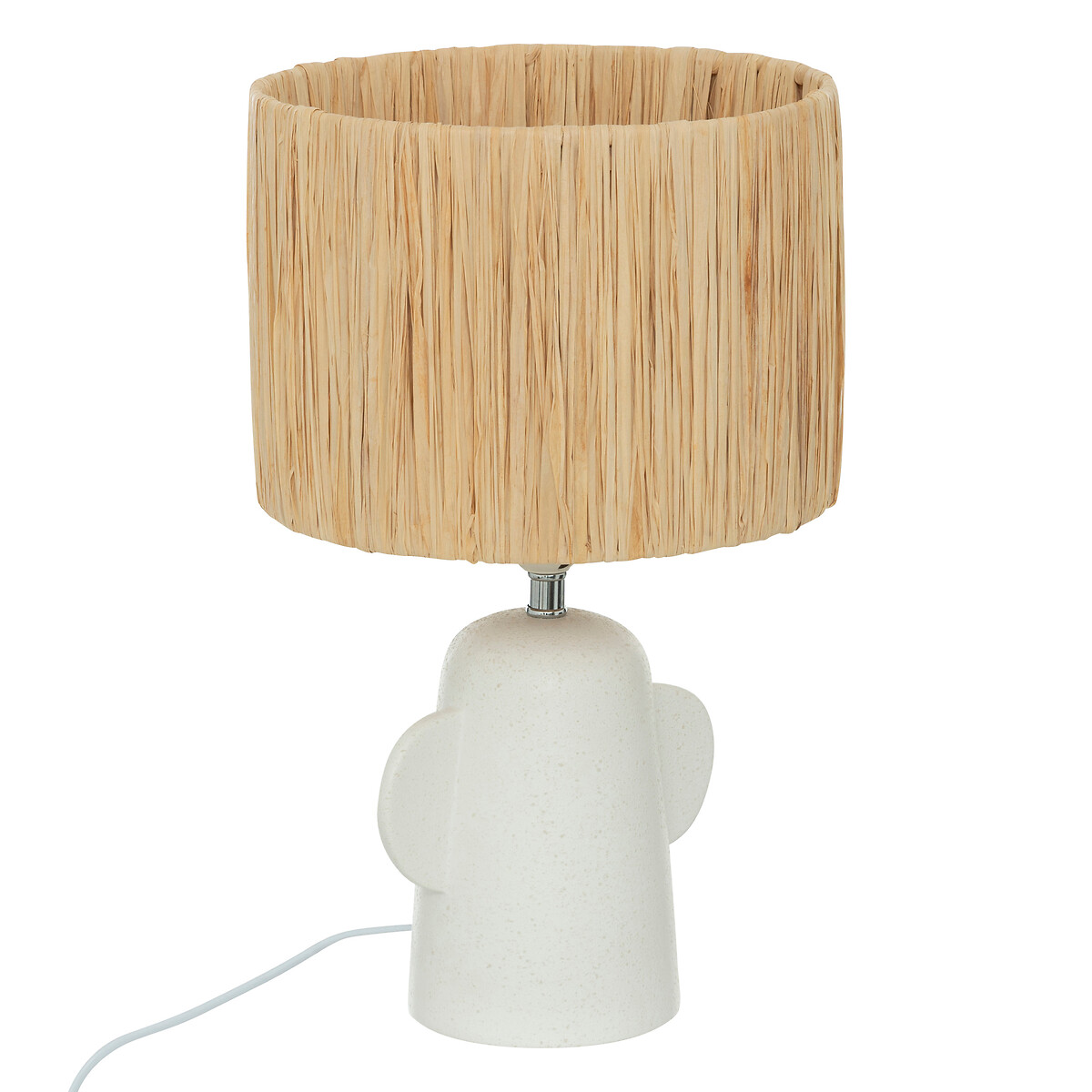 L&aacute;mpara De Mesa Raia Blanca En Cer&aacute;mica 38cm