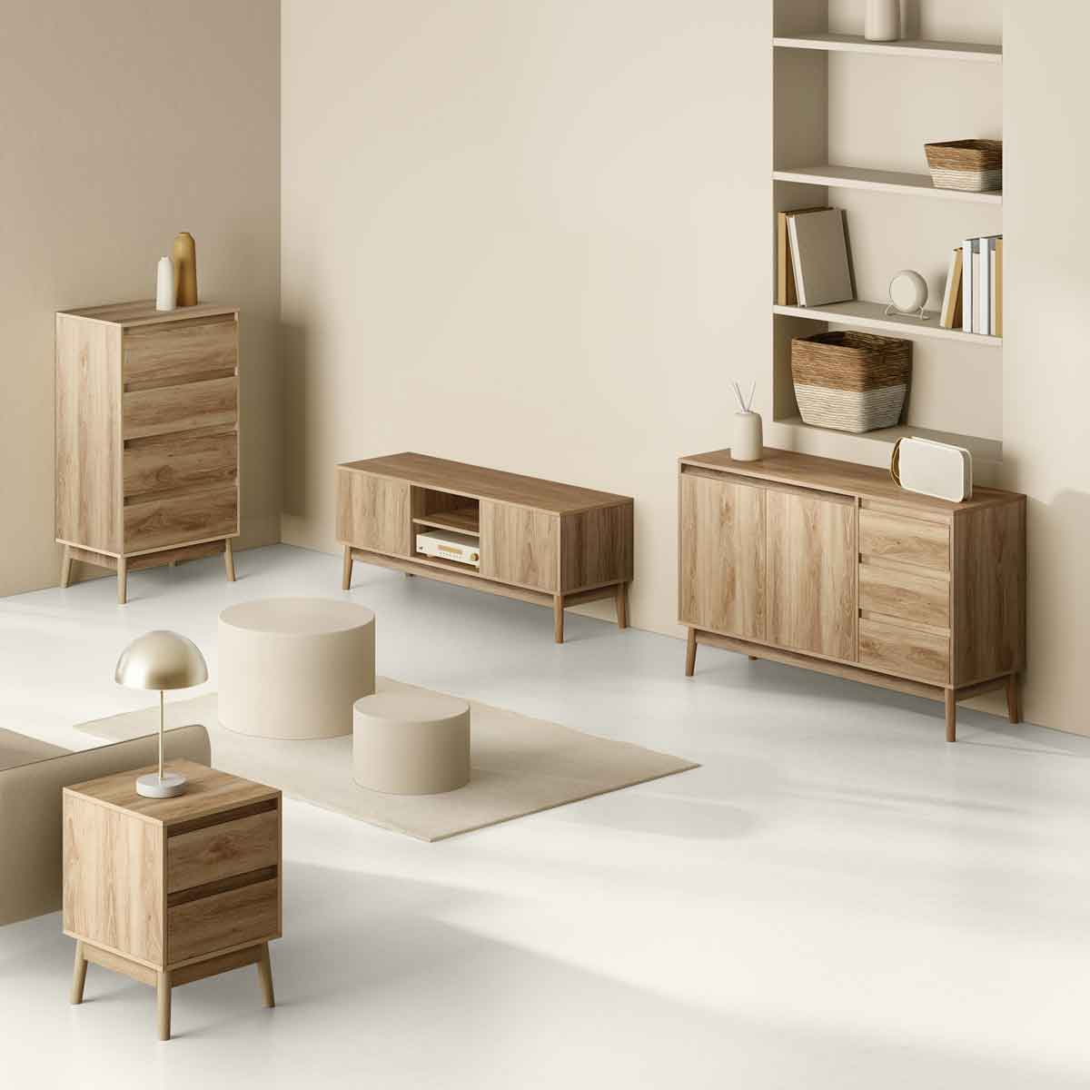 Mesita De Noche Abana Beige MDF
