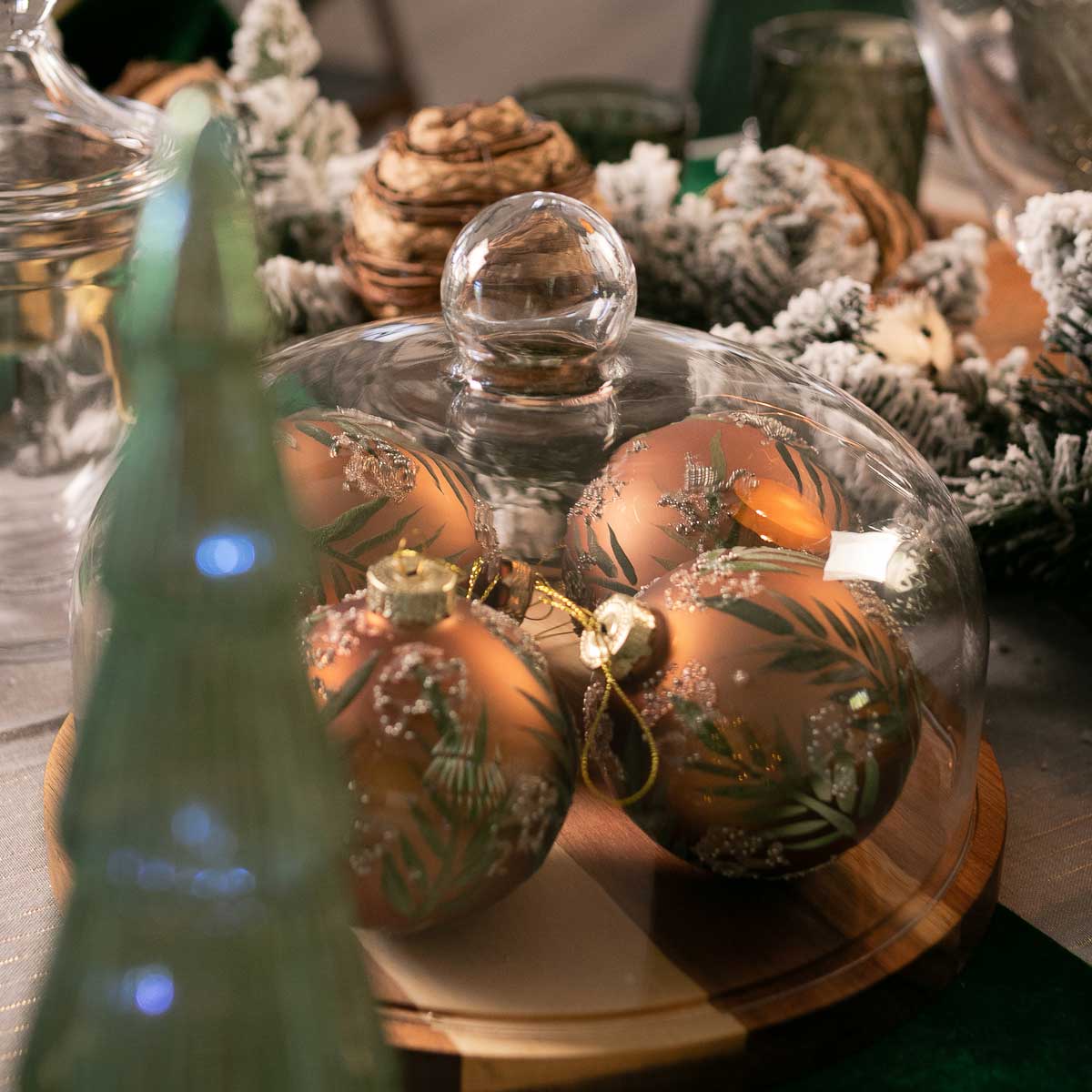 Plato para tarta con tapa vidrio+base acacia 30cm