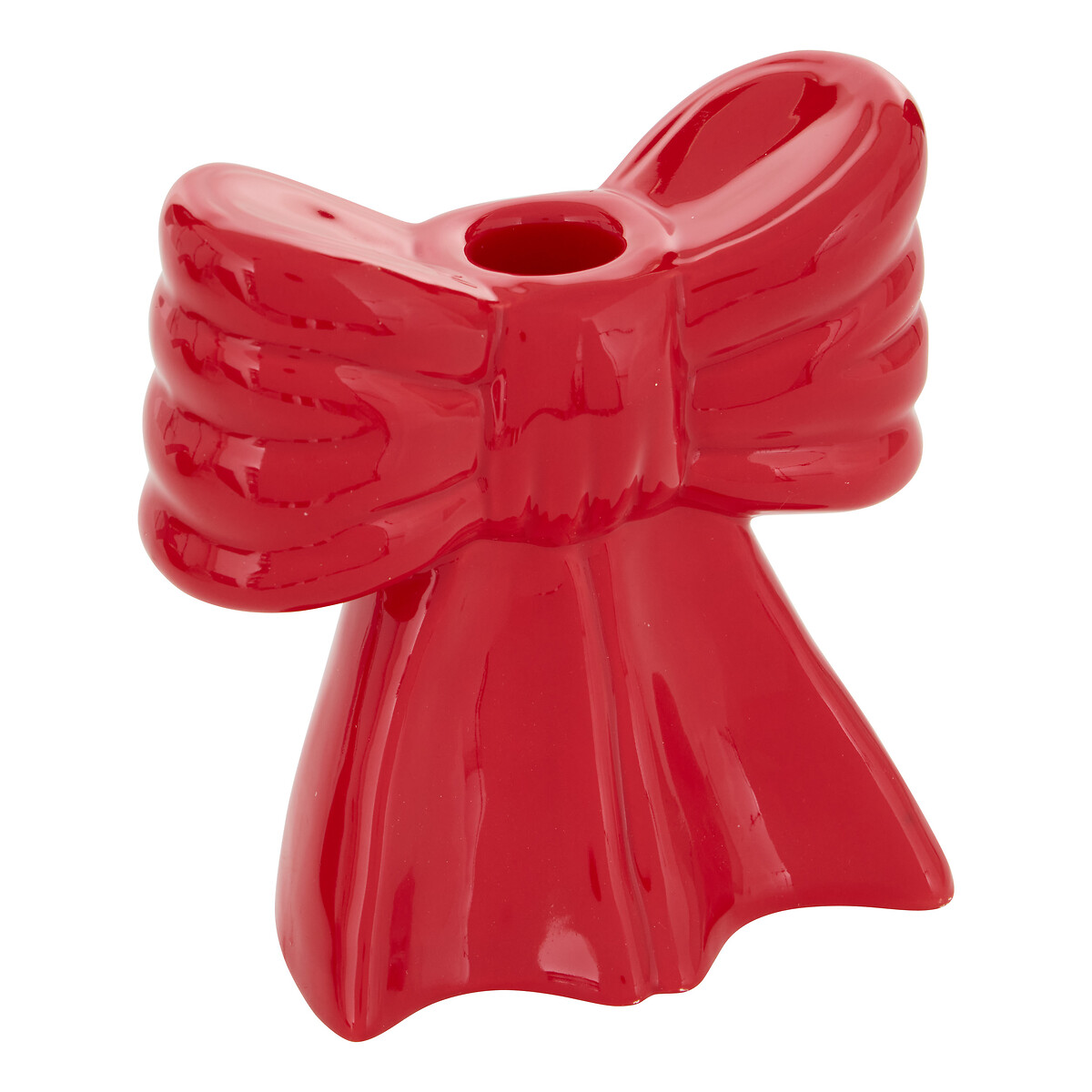 Portavelas rojo de cer&aacute;mica 13cm
