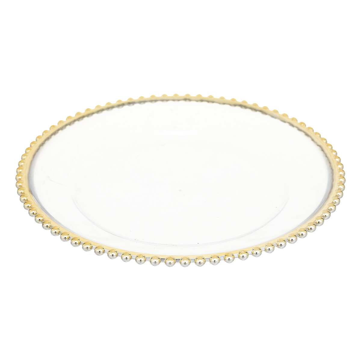Prato Marcador Com Beira De Bolas Douradas 32cm