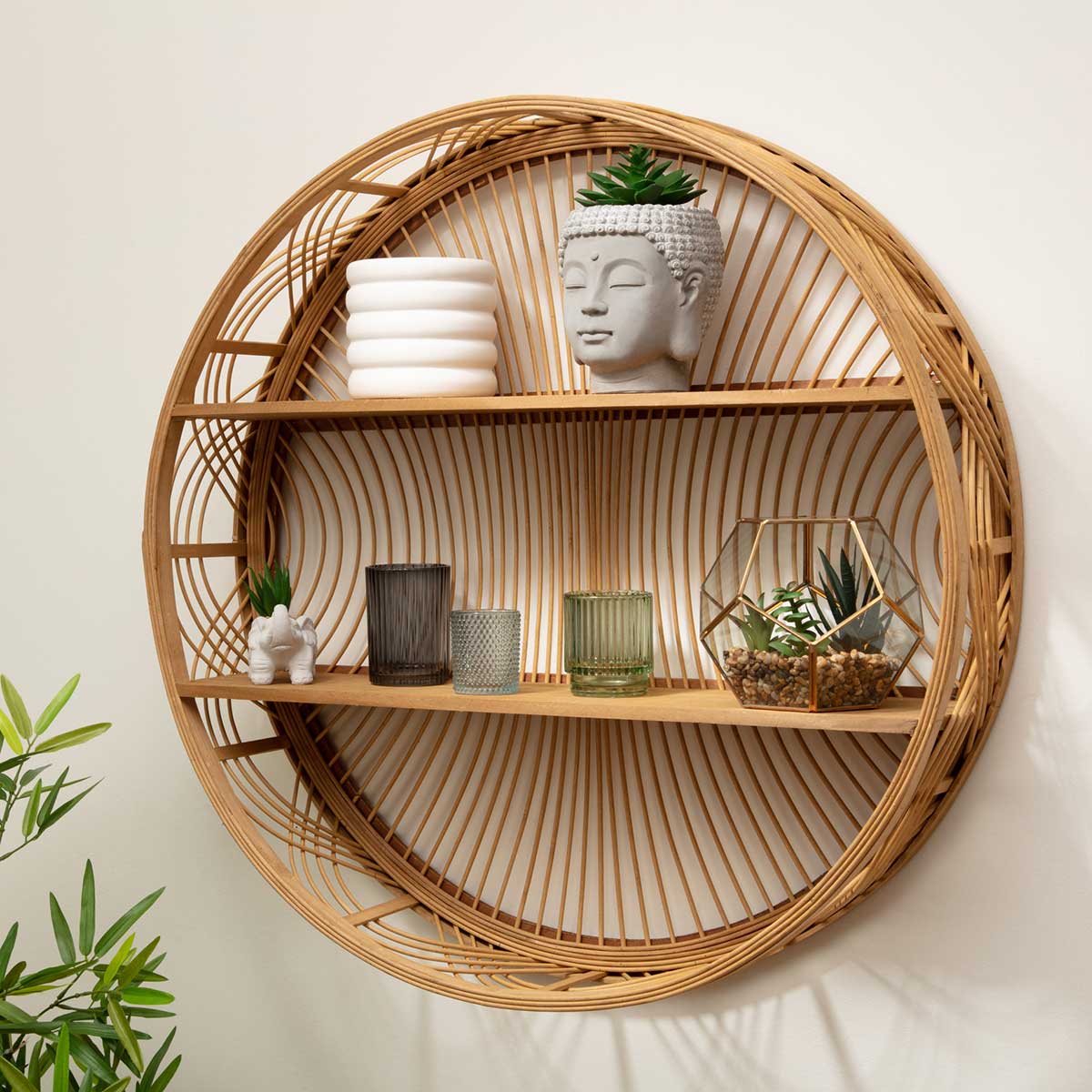 Estantería Redonda De Bambú Ina 70x15x70Cm