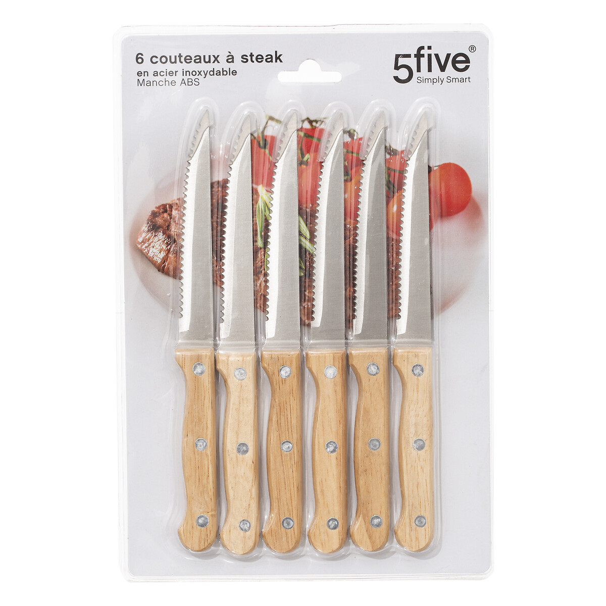 Set 6 Cuchillos Chuleteros Mango Madera