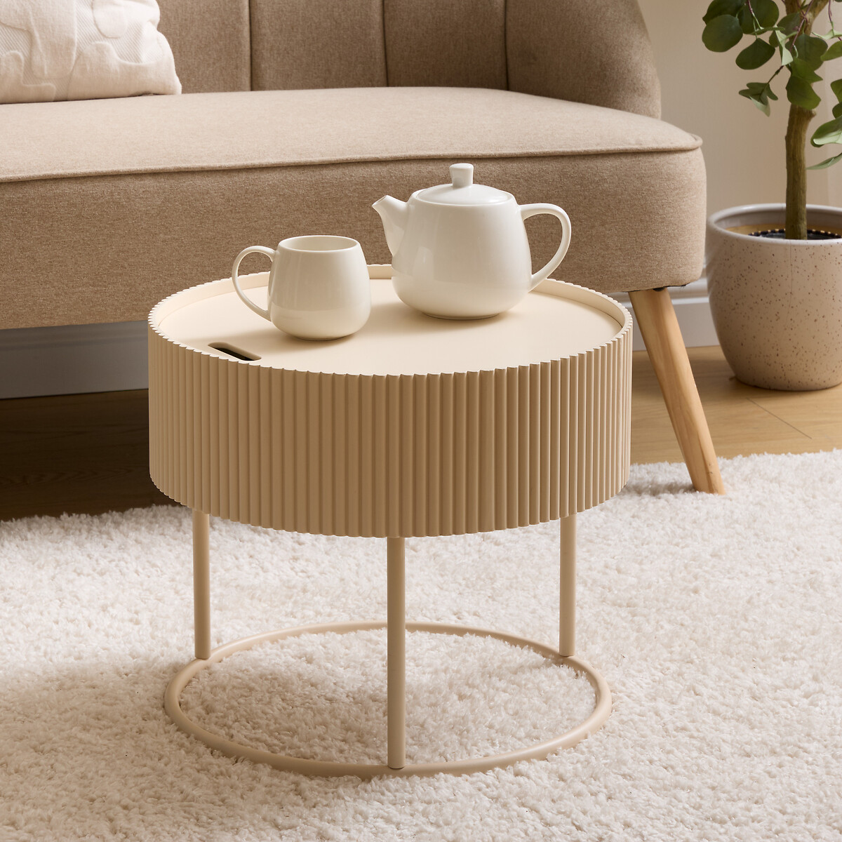 Mesa auxiliar JUNA beige D45x40.5cm