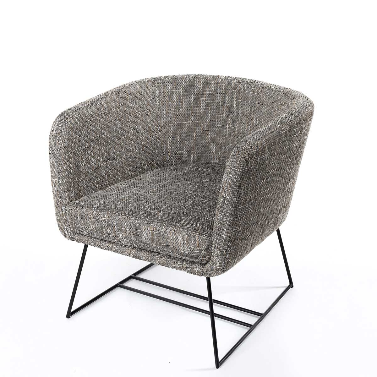 Butaca TIM gris con patas metálicas negras