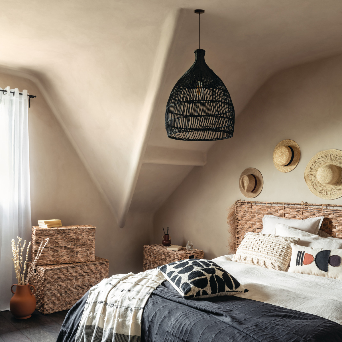 Maleta ORIGINES beige de rafia 42x70cm