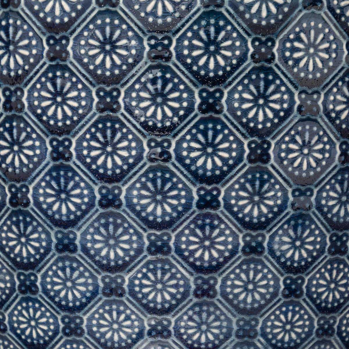 Maceta De Cer&aacute;mica Flor Azul 20x18Cm