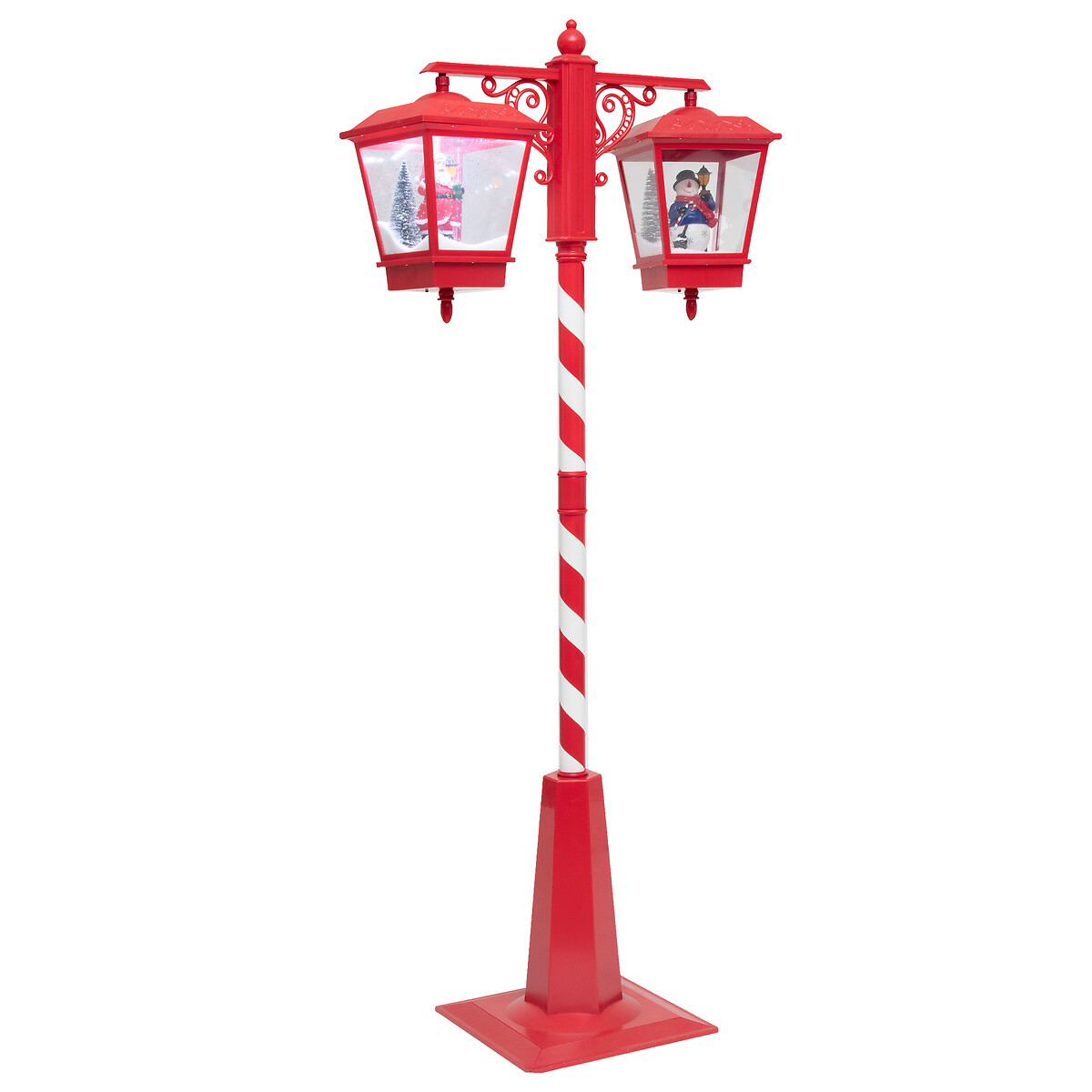 Poste Decorativo Com 2 Lanternas Vermelhas