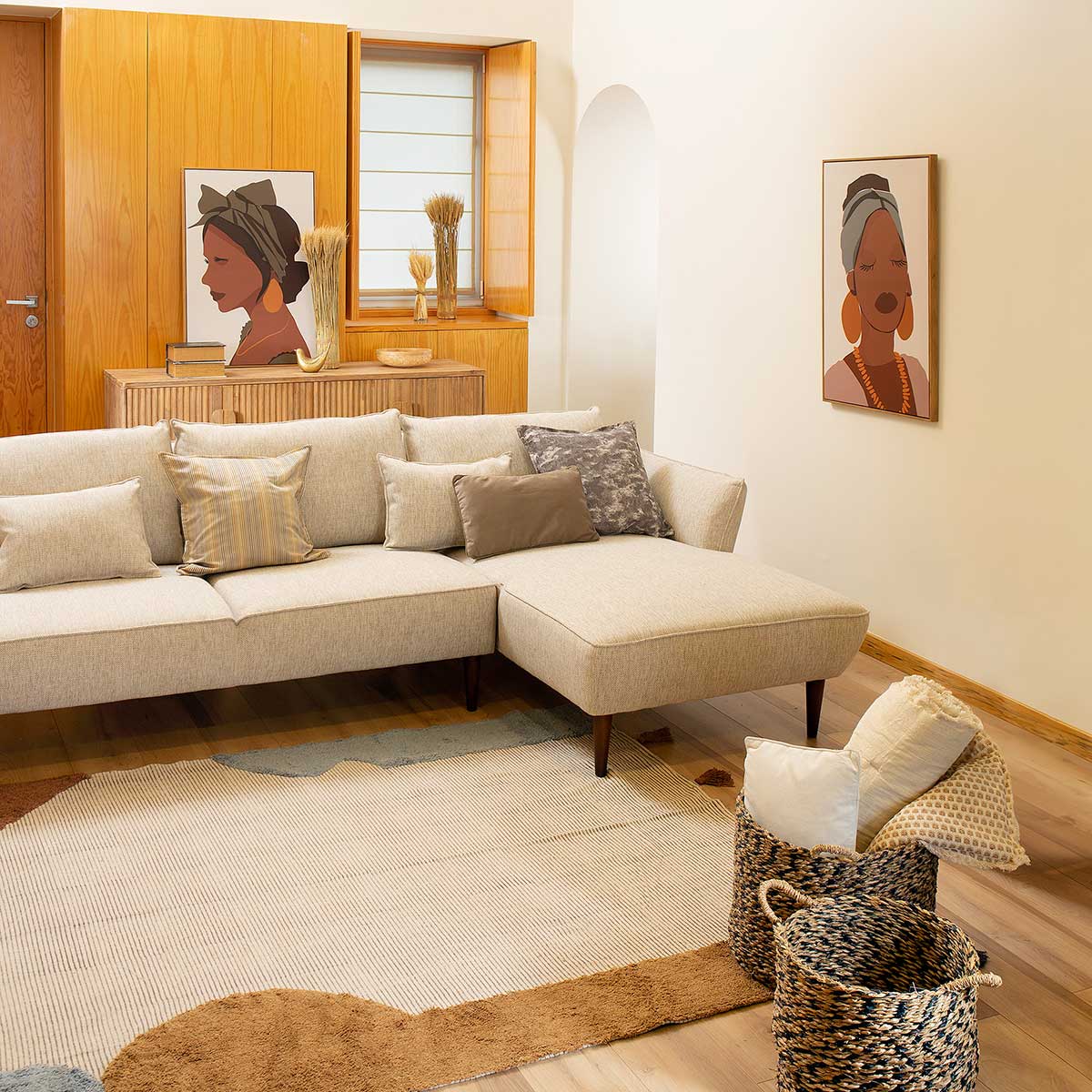 Sof&aacute; Bruges Beige Con Chaise Longue