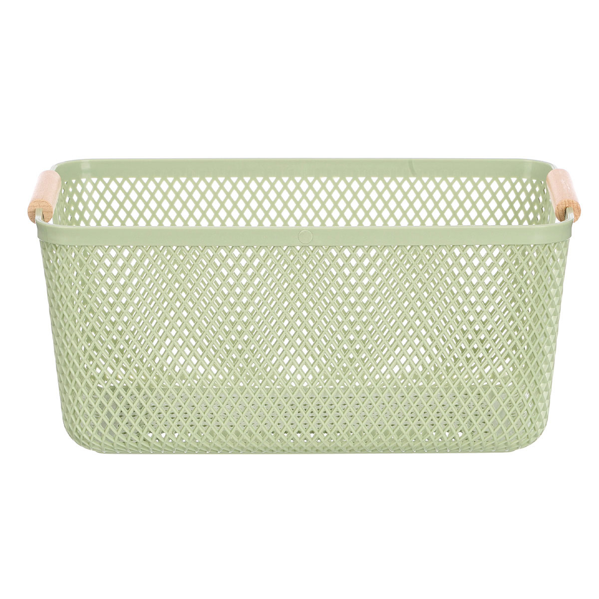 Cesto verde con asa de bamb&uacute; 36x22cm