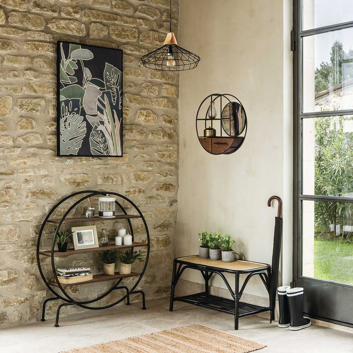 L&aacute;mpara De Techo Fil De Metal 38x22.5Cm