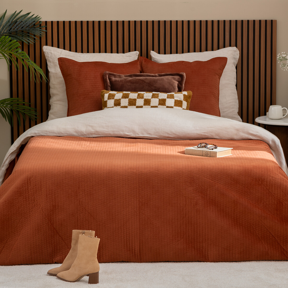 Colcha y 2 fundas de almohada LILOU terracota 