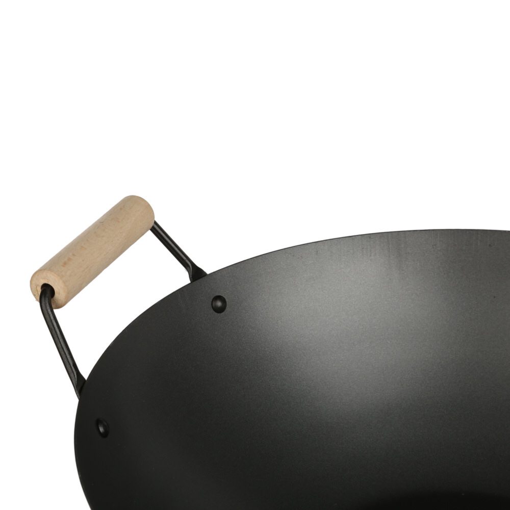 Wok Preto Com Cabo De Madeira 35cm