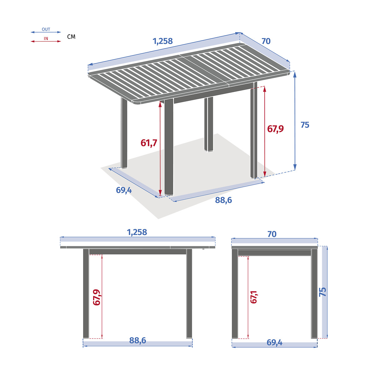 Mesa extensible FOLYA de aluminio y madera