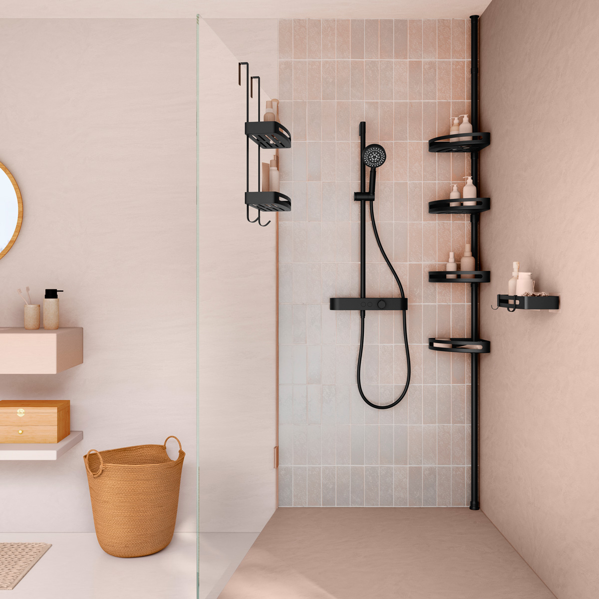 Ducha 5 funciones con manguera flexible negra