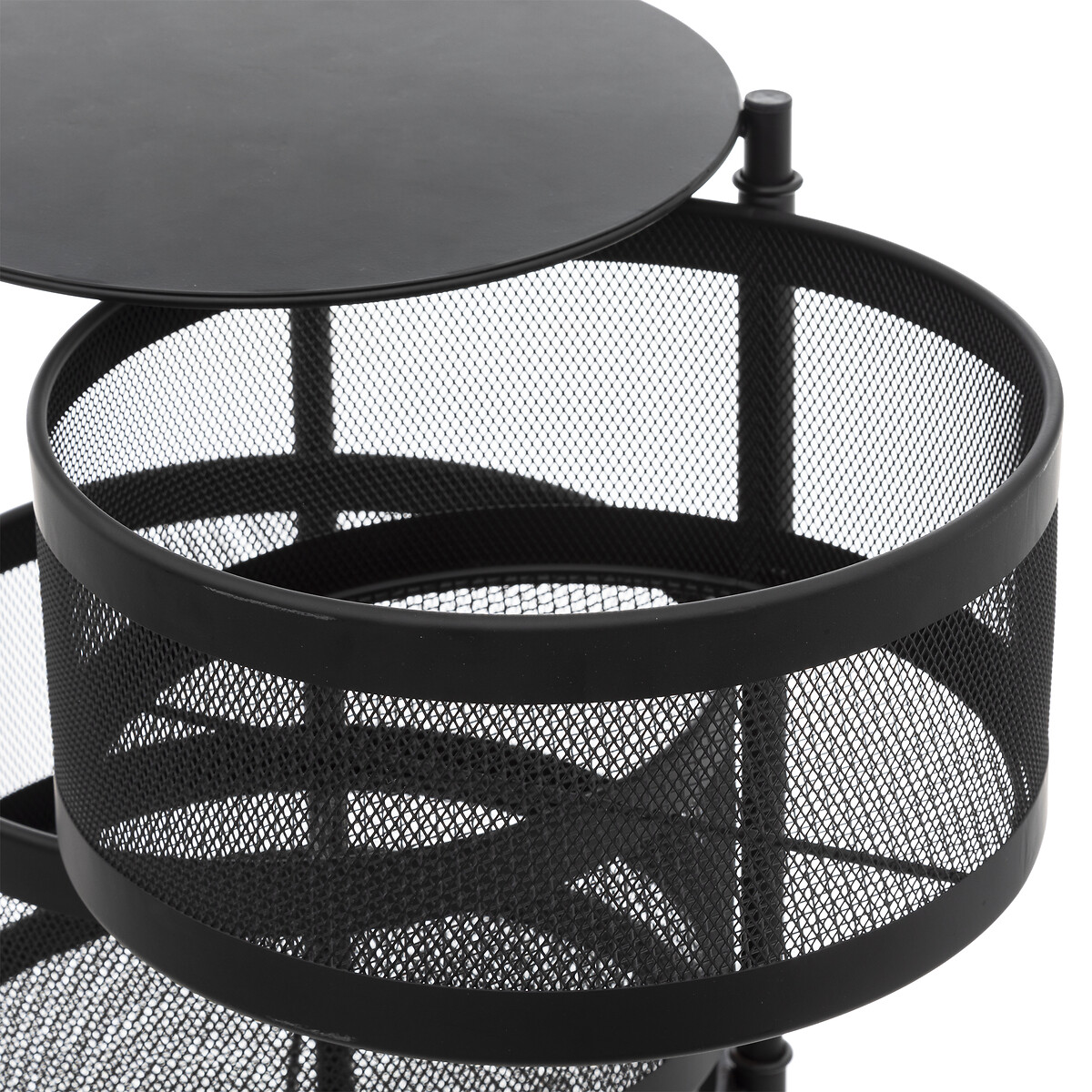 Mueble auxiliar redondo MAYAJ negro de acero 33x76