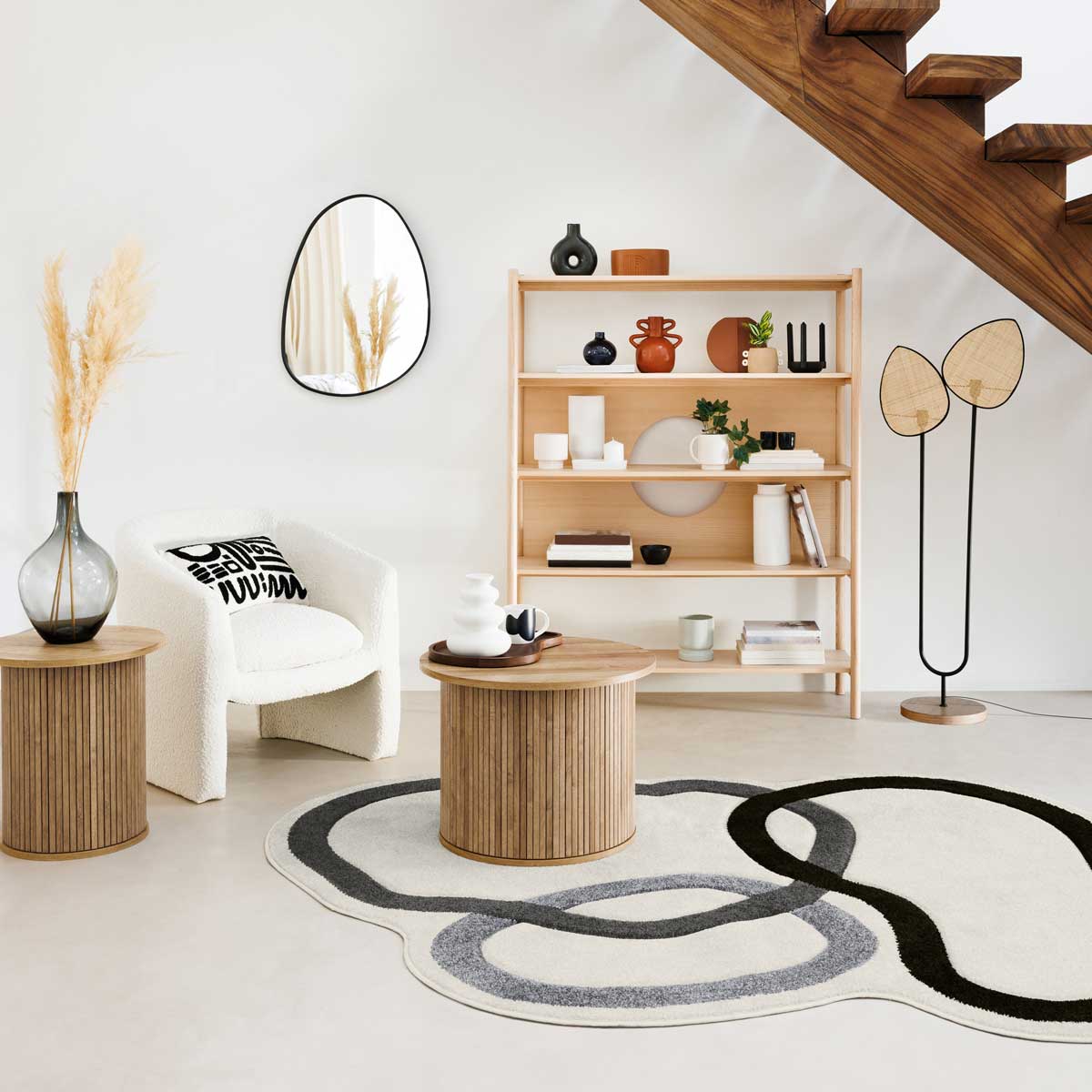 Mesa De Centro Redonda Beige Colva 45cm