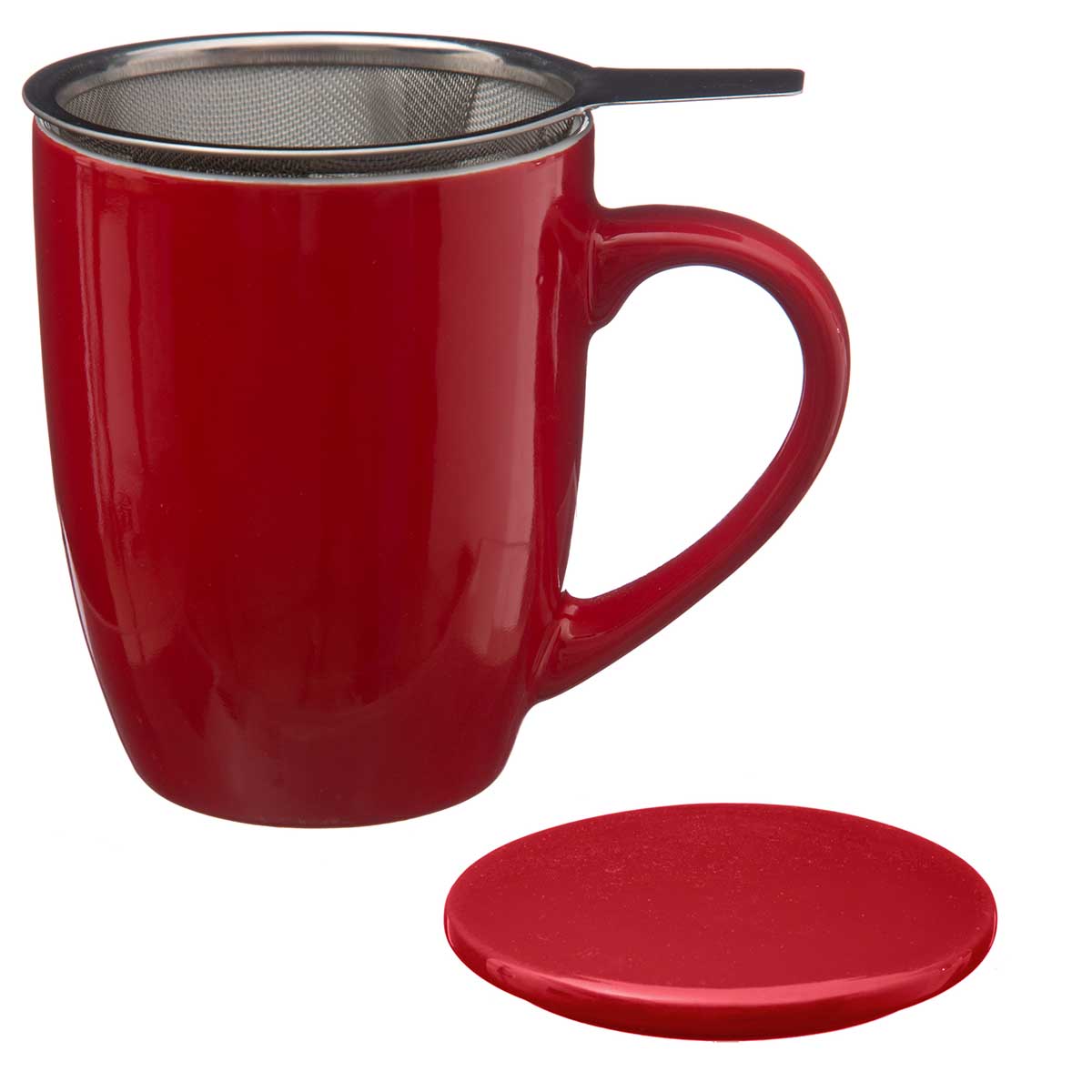 Taza De Cerámica Roja + Infusor 32Cl
