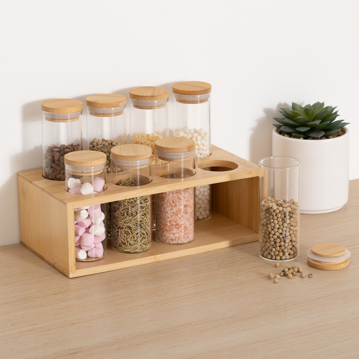 Set de 6 tarros de especias con tapa