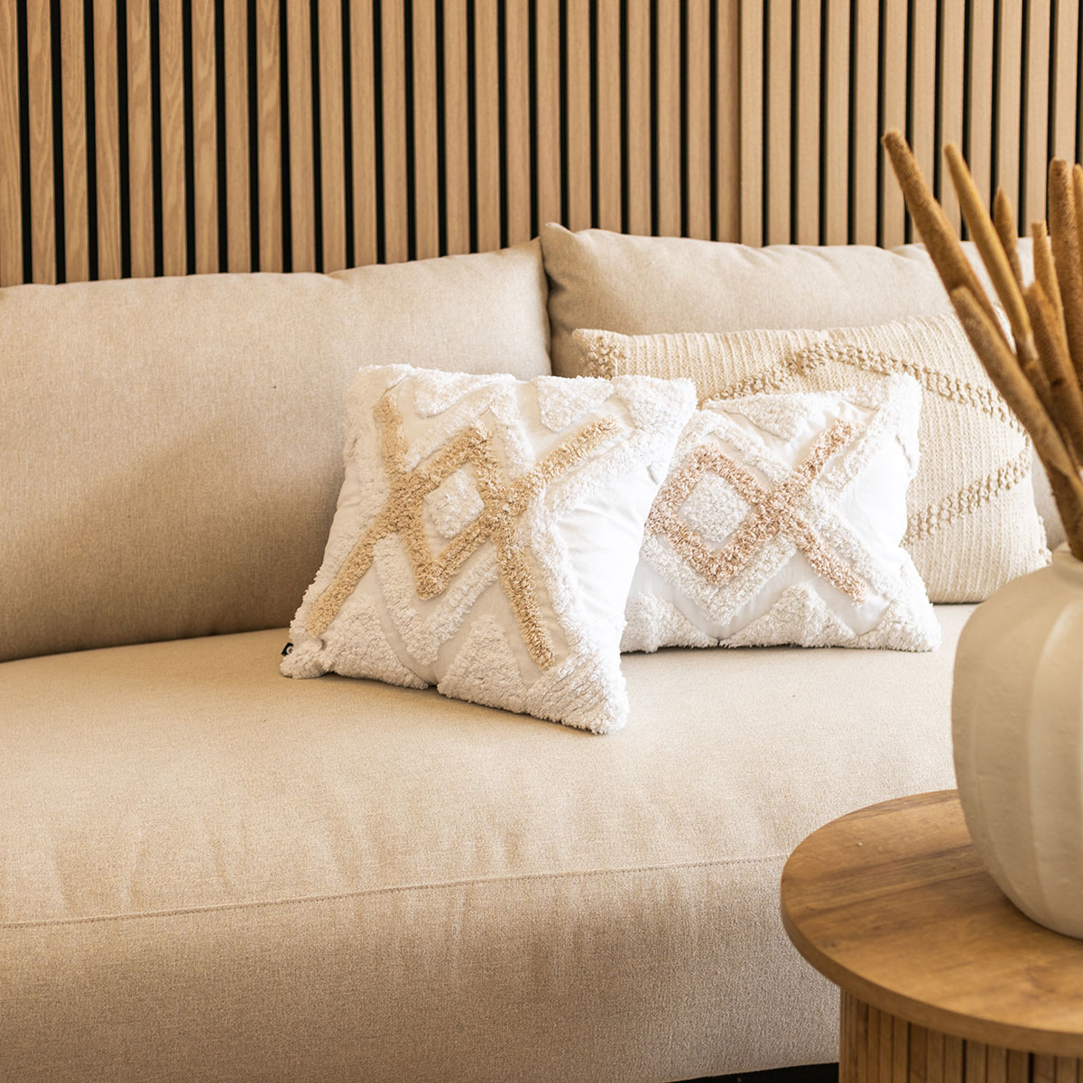 Funda De Almohada Tuft Marfil 40x40cm