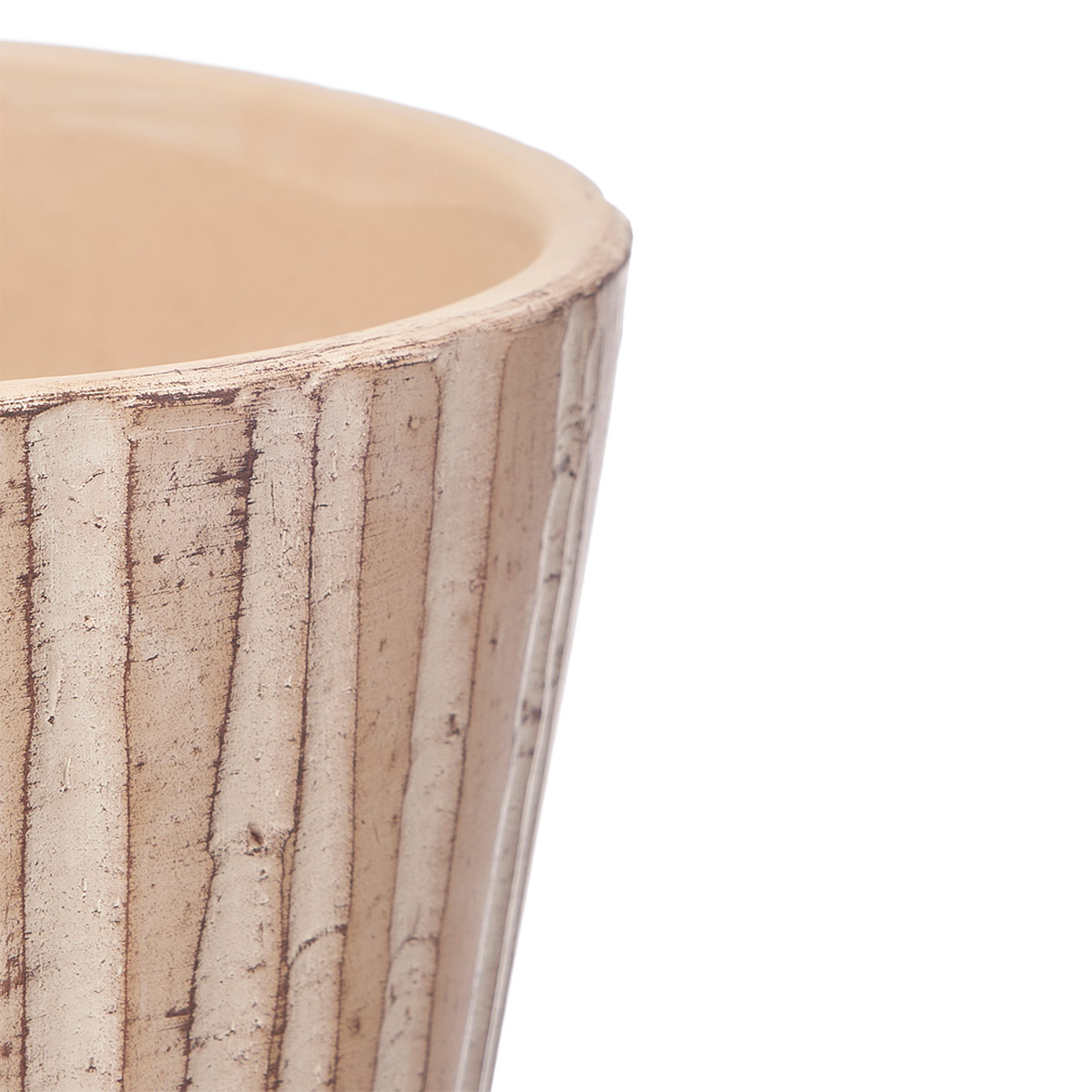 Maceta rosa de cer&aacute;mica efecto madera 25cm