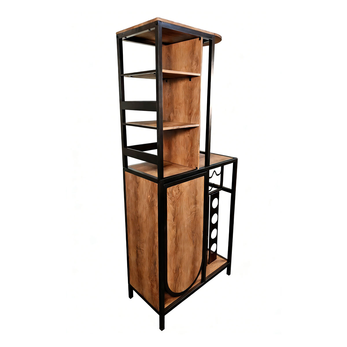 Mueble de bar con botellero negro