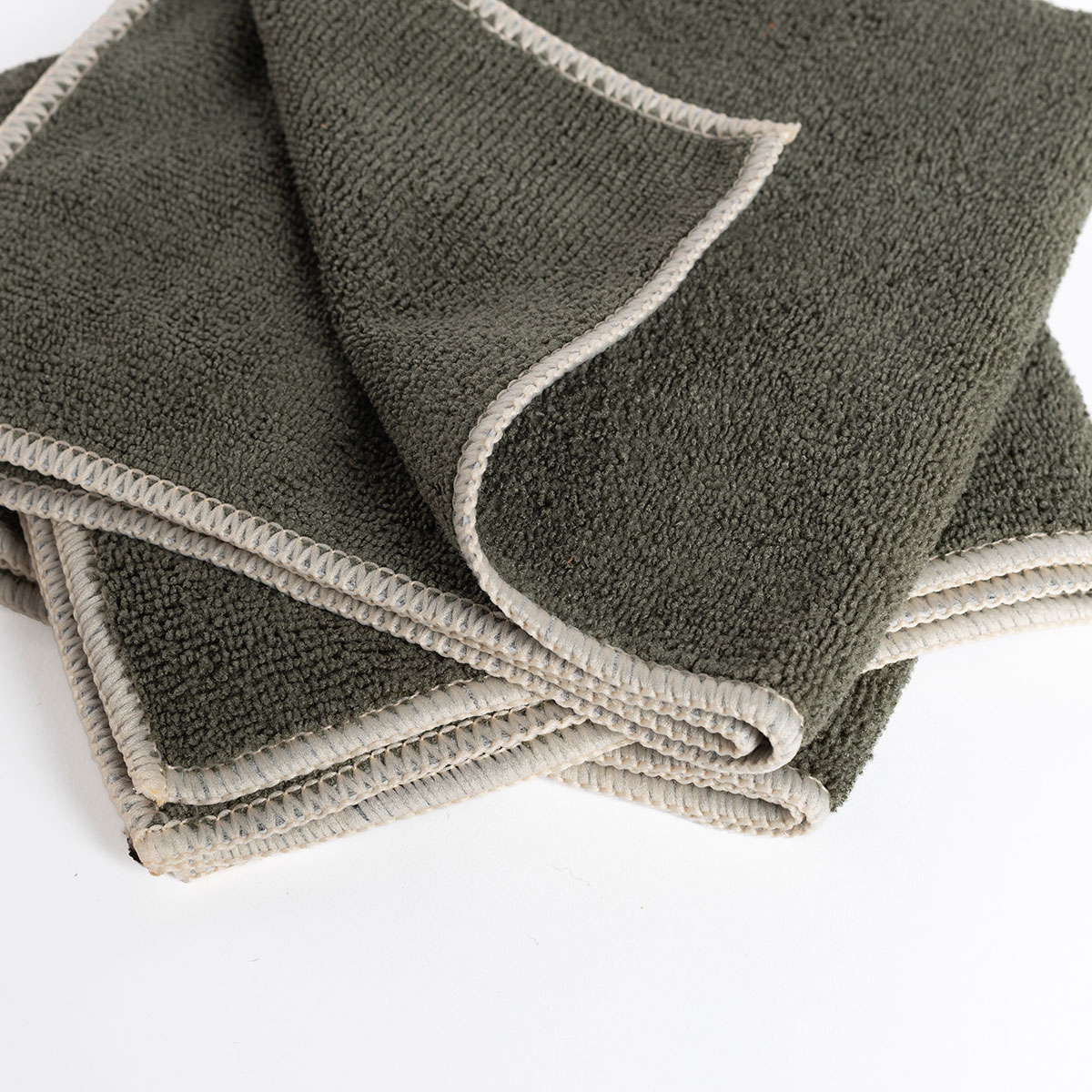 Set 3 bayas microfibra verde caqui 34x34cm