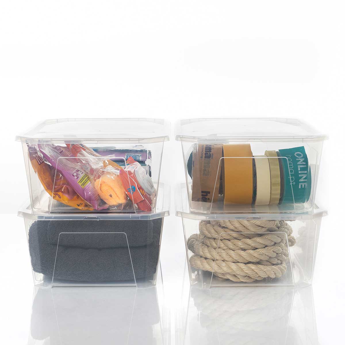 Juego 4 cajas de almacenaje transparentes 11l