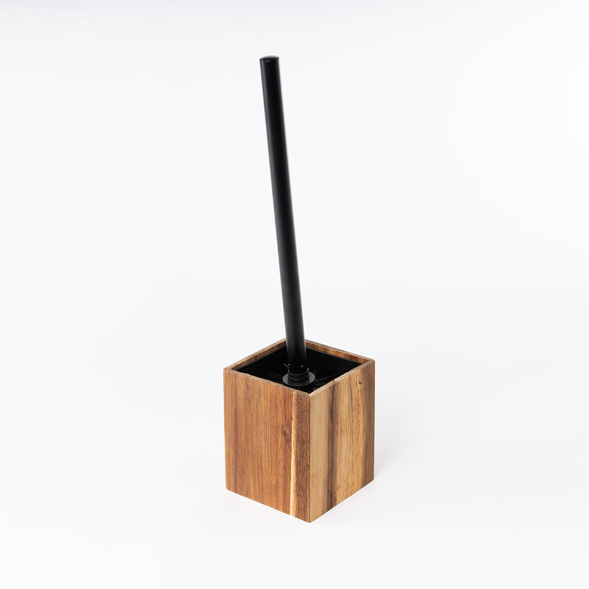 Escobilla de baño marrón de madera acacia