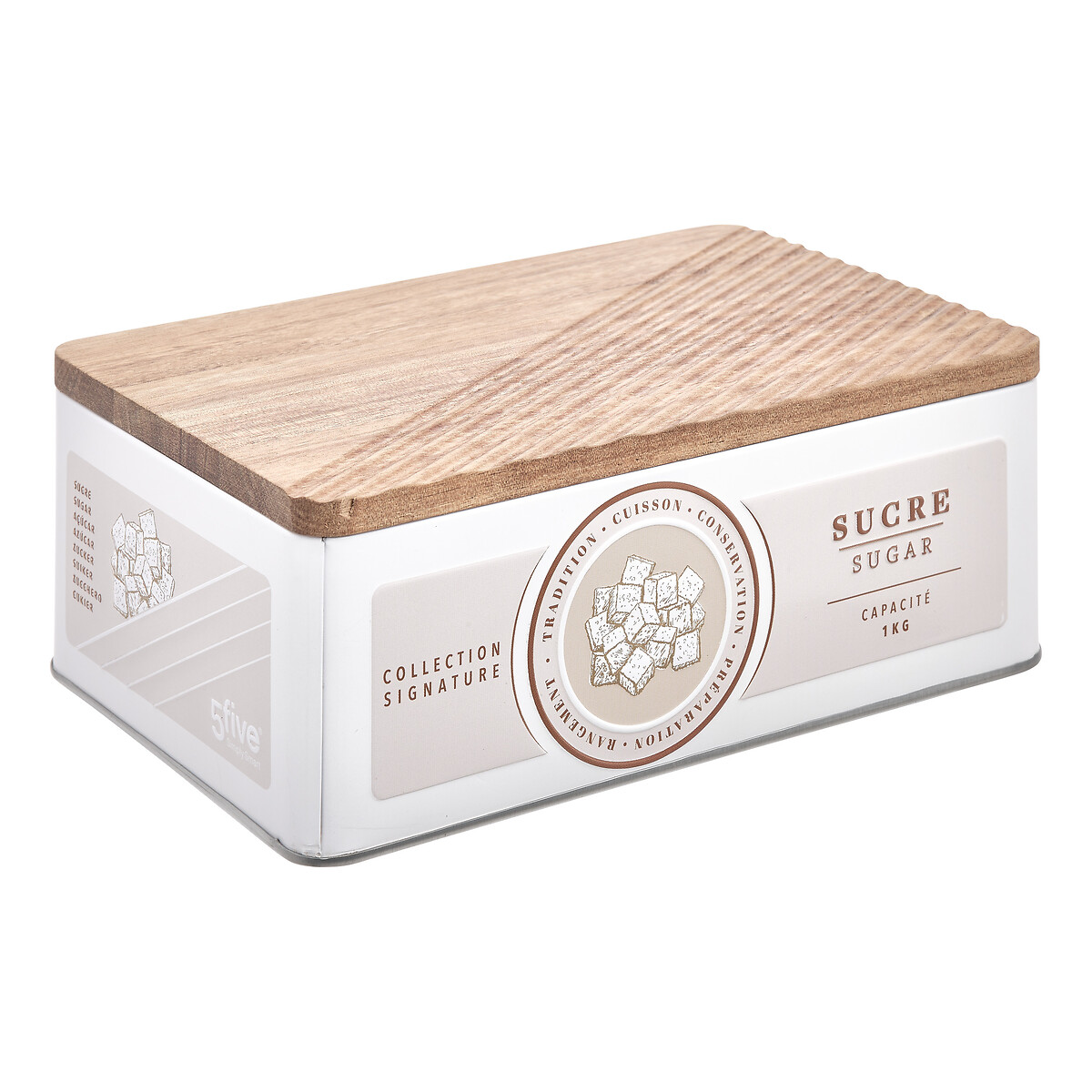 Azucarero beige met&aacute;lico con tapa