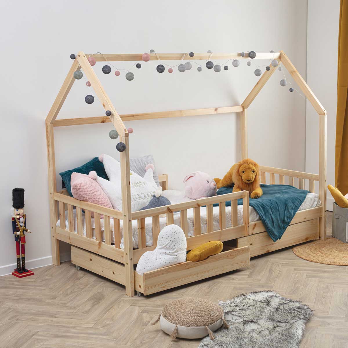 Cama Montessori Natural Con 2 Cajones