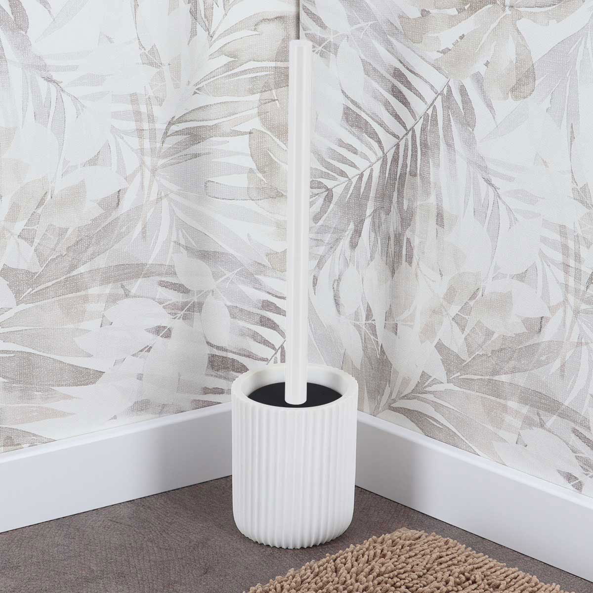 Cepillo WC  Blanco Estriado