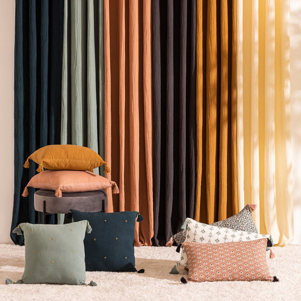 Cojín Winter Light Gaze Verde Con Cruces