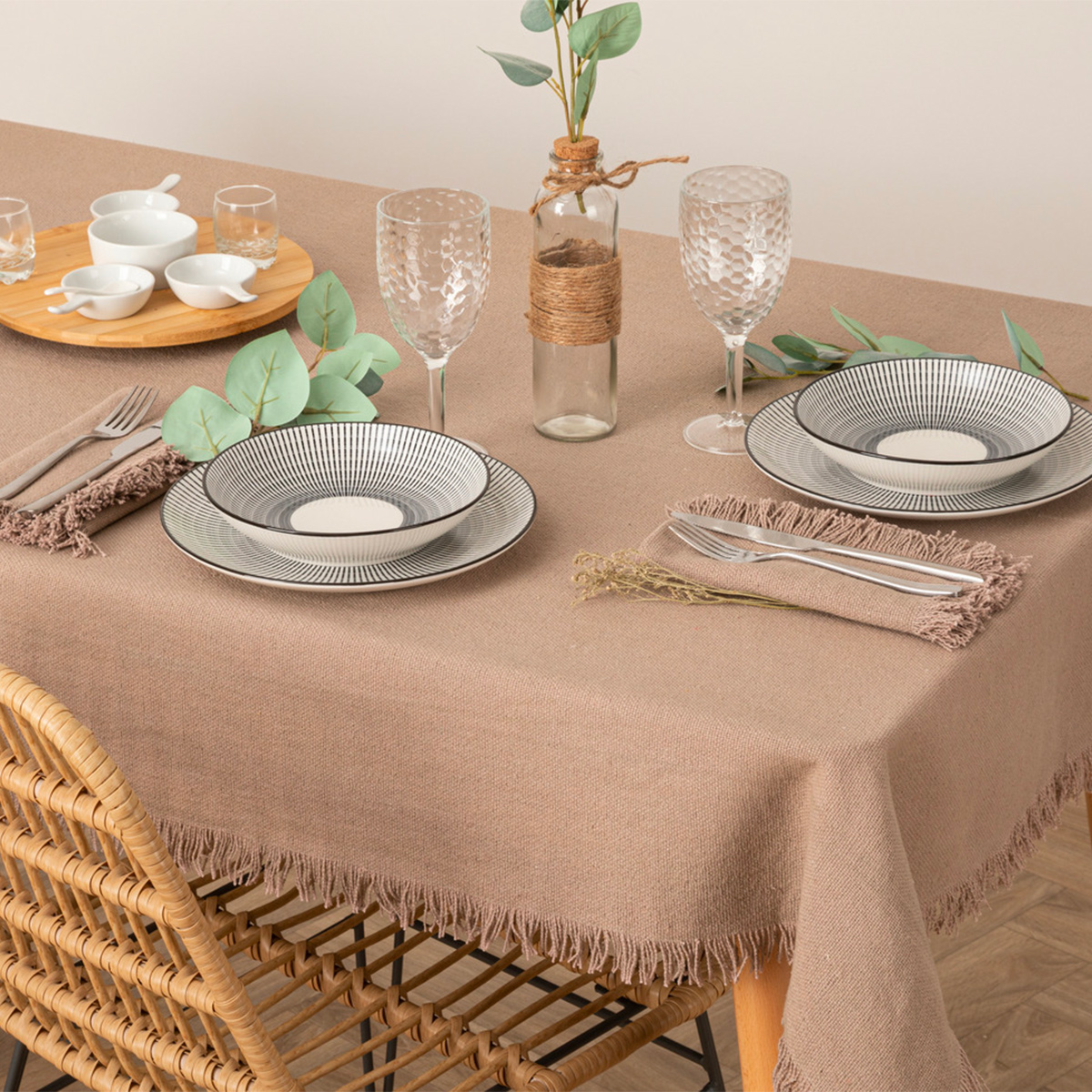 Toalha De Mesa Maha Cinza Em Algodão 150x250cm