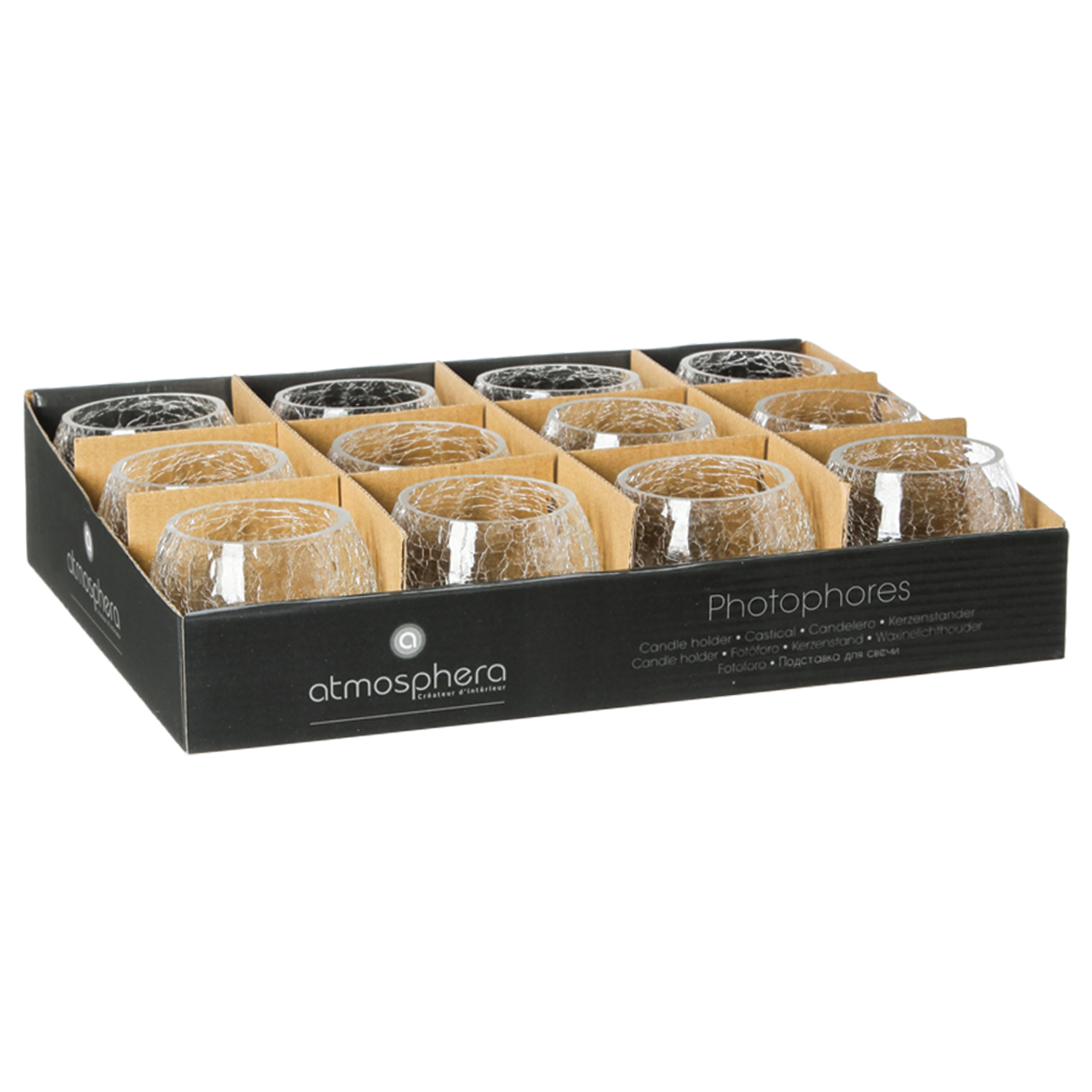 Portavelas Vidrio Craquelado 8x7Cm